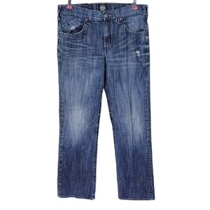 Rock & Republic Jeans Men Size 36 36X31 Relaxed Straight Leg Distressed Cotton